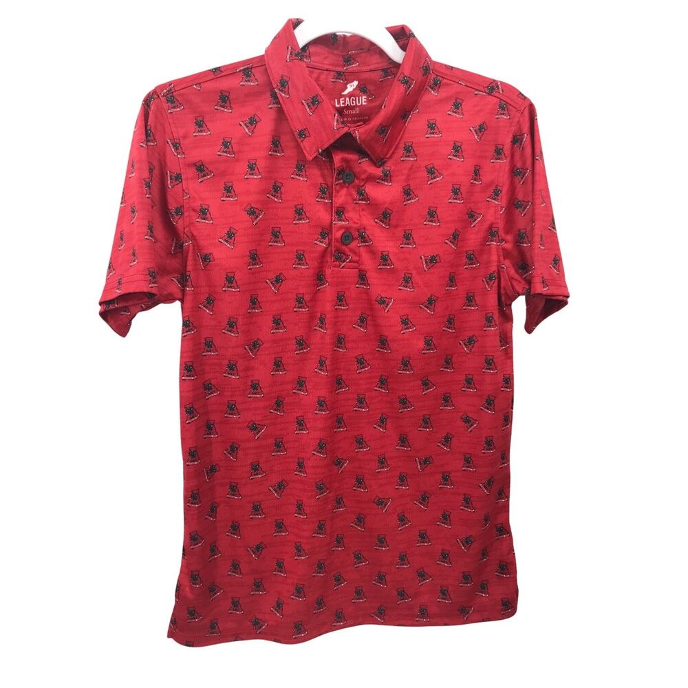 LEAGUE Alabama Legacy Vault All Over Logo Polo Golf Shirt Small Crimson